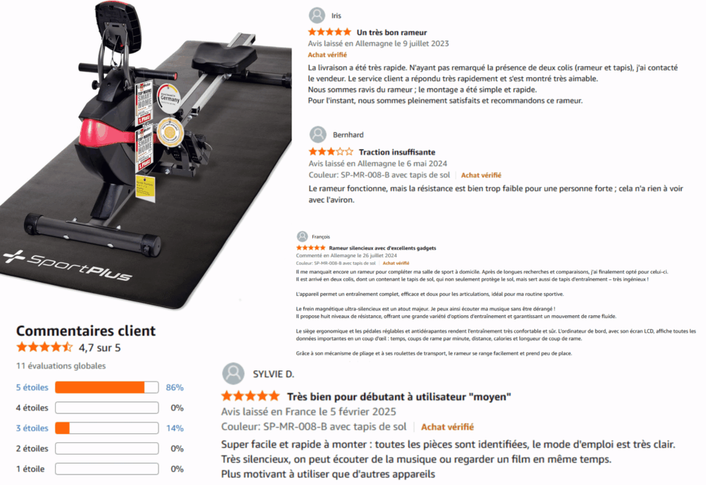 avis des clients sur sportplus sp-mr-008